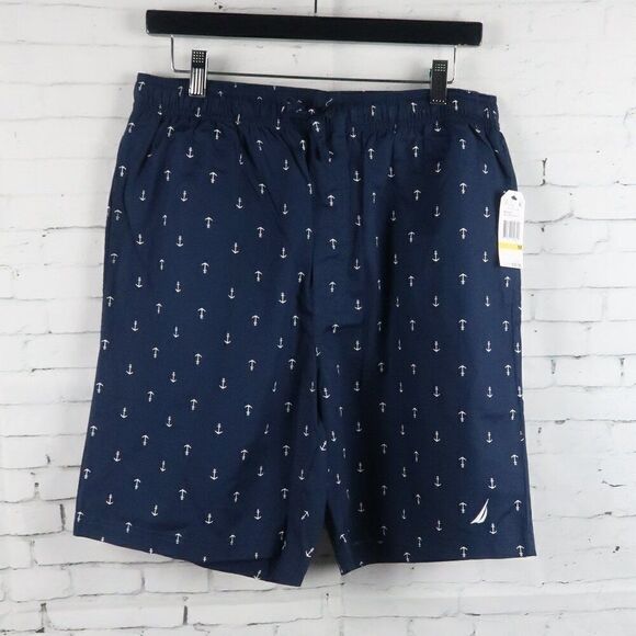 NAUTICA SLEEPWEAR MARITIME BLUE ANCHOR PRINT SLEEP SHORT SIZE MEDIUM NWT - Picture 1 of 11